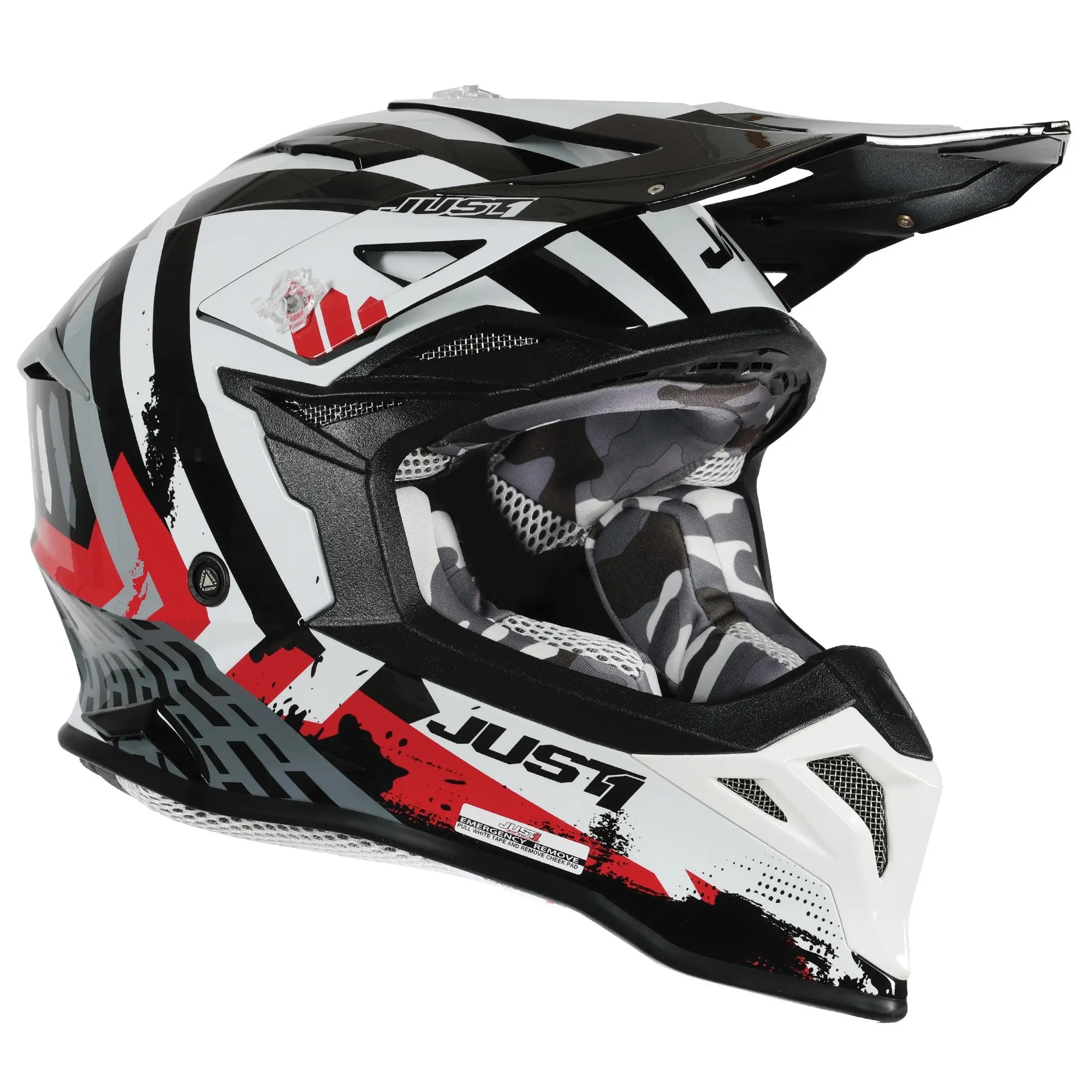 Just1 J39 Marshall White / Red / Gloss Black FREE UK Delivery, FREE 365 Day Returns | Moto Central