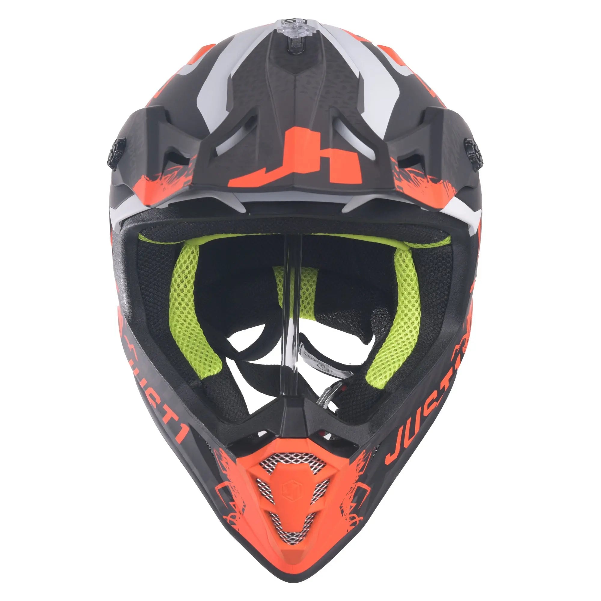 Just1 J38 MX Helmet Mask Fluo Orange / Titanium / Matt Black - FREE UK Shipping, FREE 365 Day Returns | Moto Central