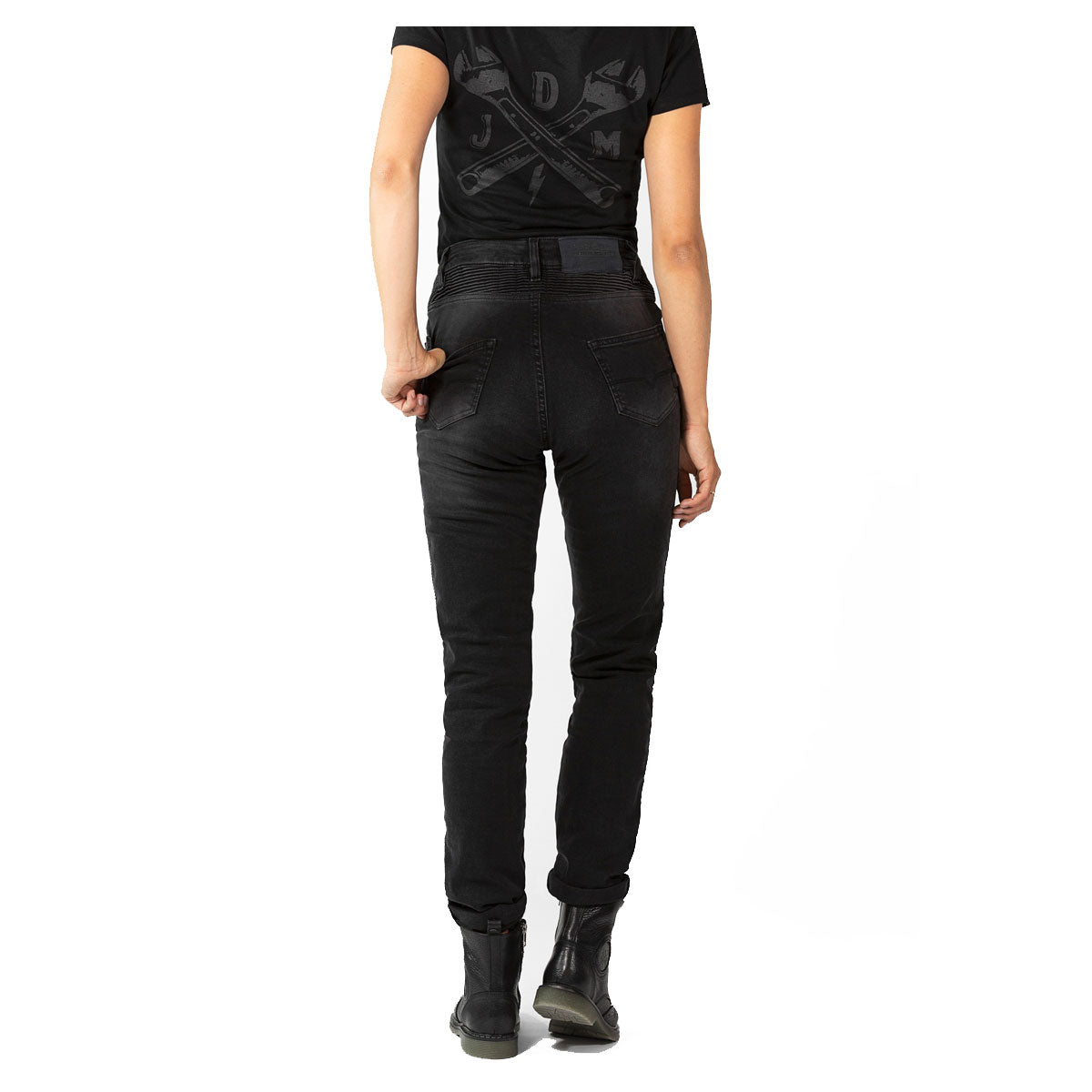 John Doe Betty Biker Ladies Riding Denim Jeans With XTM Fiber Used Black