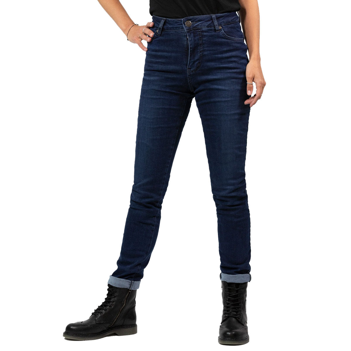John Doe Betty Ladies High Waist Riding Denim Jeans With XTM Fiber Dark Blue Used