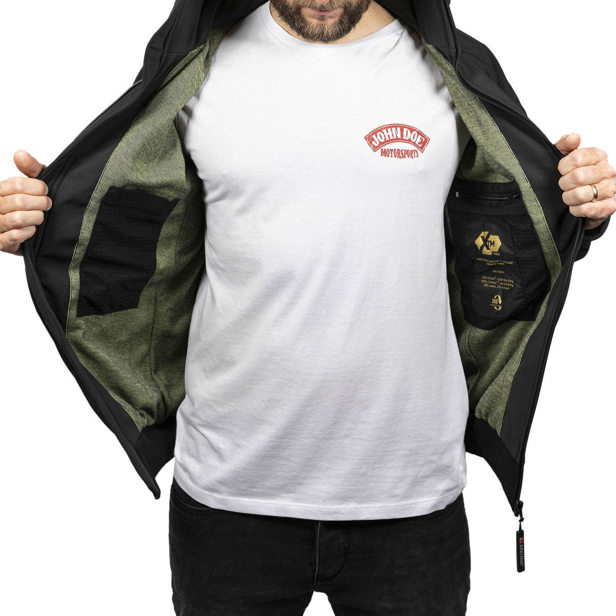 John Doe Softshell 2 In 1 Hooded Textile Jacket With XTM Fiber Black