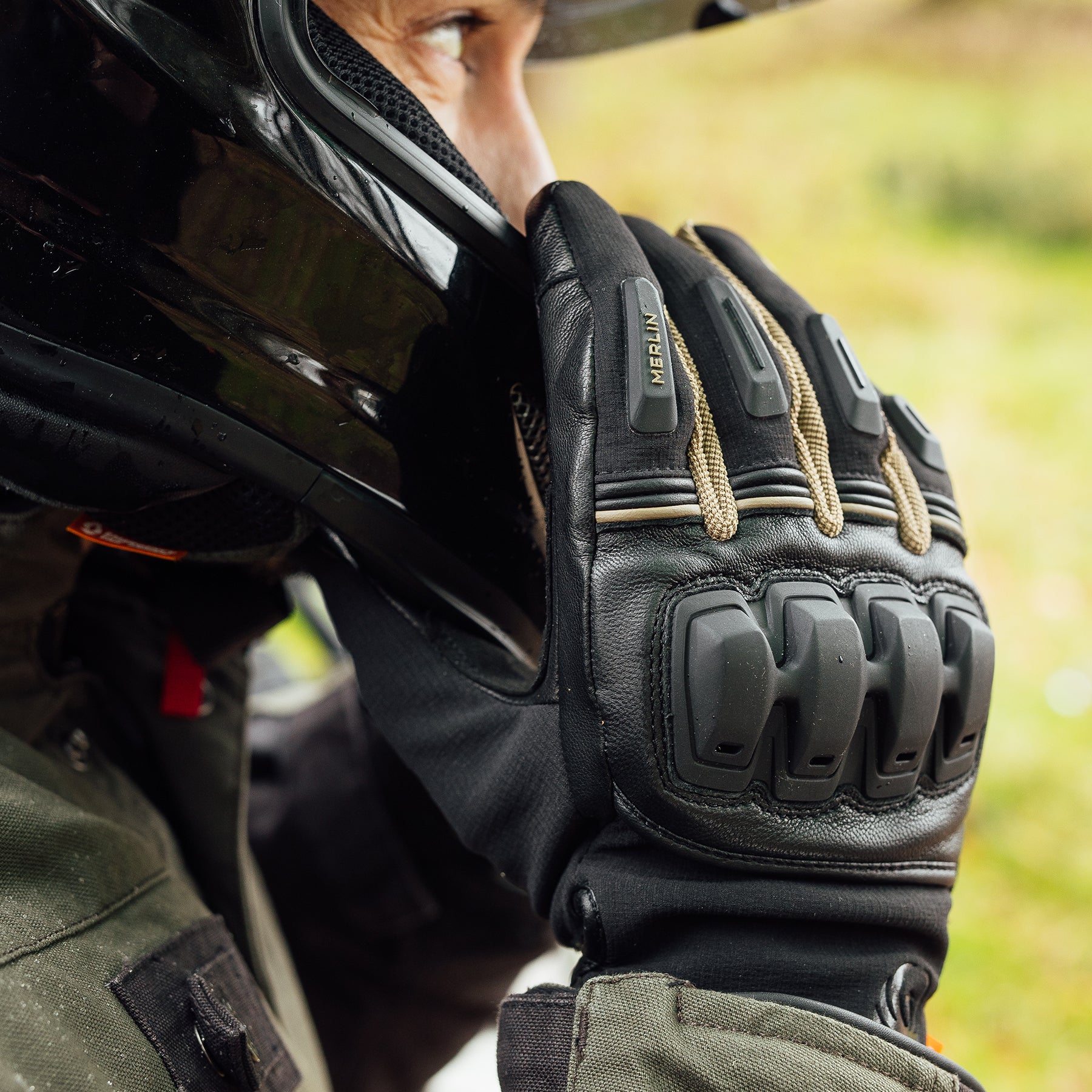 Merlin Jura Hydro D3O Gloves Black / Earth FREE UK Delivery, FREE 365 Day Returns | Moto Central