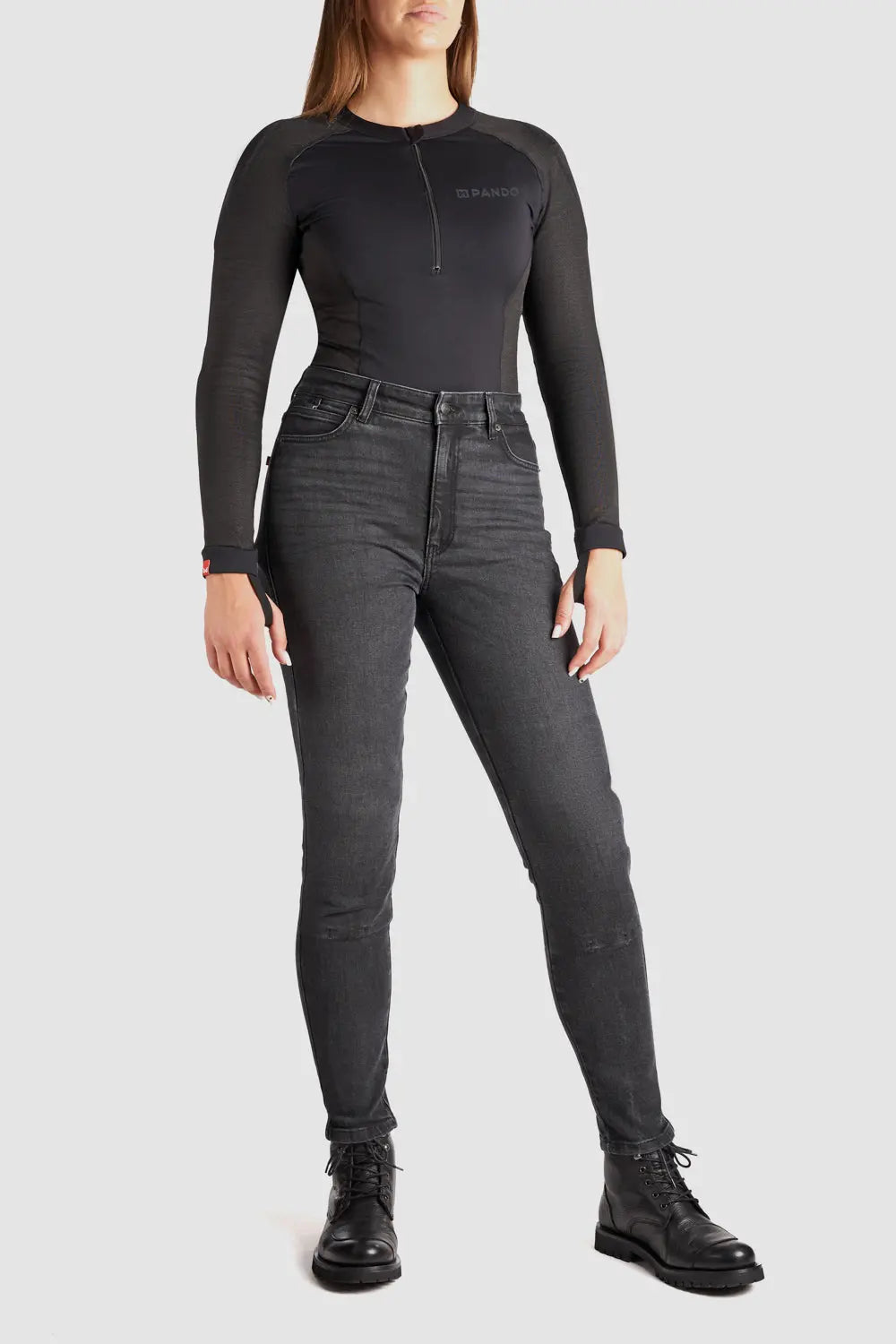 Pando Moto Kaya Slim Fit Ladies Jeans Grey FREE UK Delivery, FREE 365 Day Returns | Moto Central