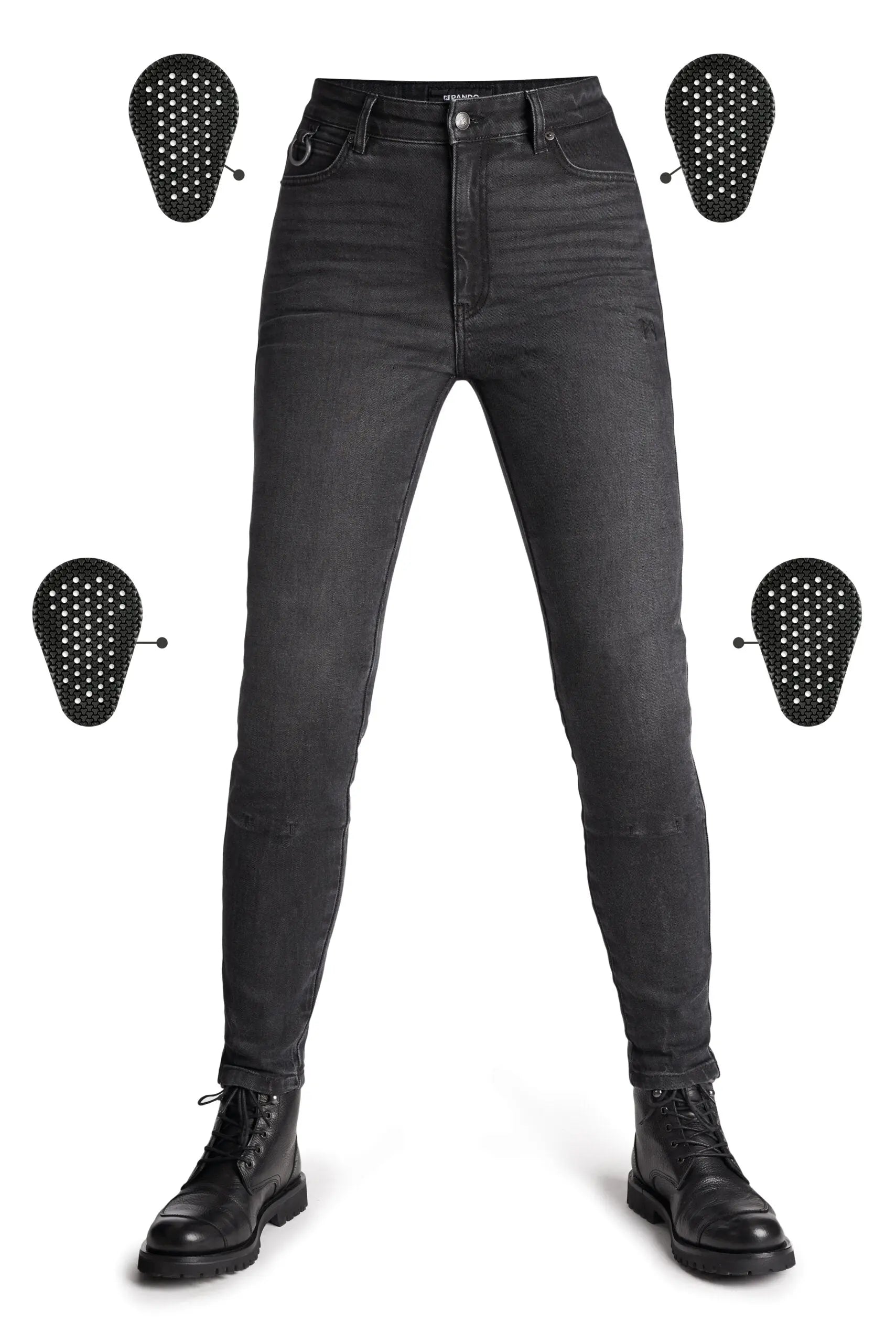 Pando Moto Kaya Slim Fit Ladies Jeans Grey FREE UK Delivery, FREE 365 Day Returns | Moto Central