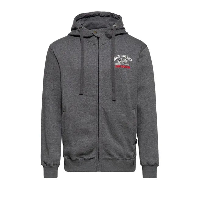King Kerosin Speed King Zip Hoodie Steel Grey - FREE UK Shipping, FREE 365 Day Returns | Moto Central