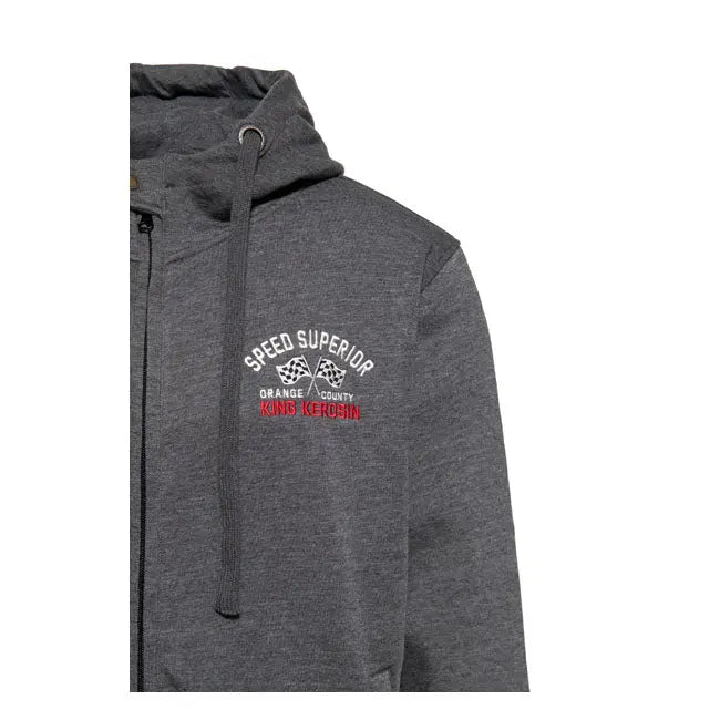 King Kerosin Speed King Zip Hoodie Steel Grey - FREE UK Shipping, FREE 365 Day Returns | Moto Central