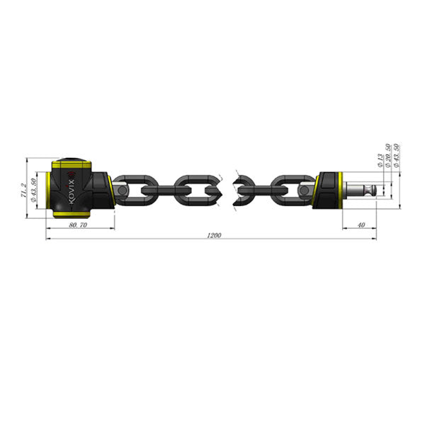 Kovix KCL Alarmed Chain Lock - 10mm X 1200mm