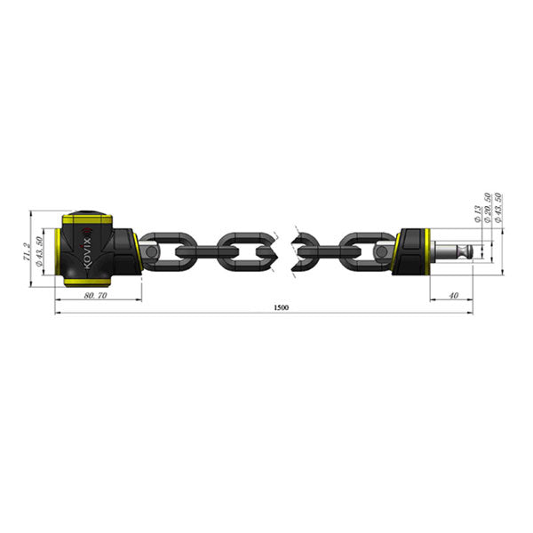Kovix KCL Alarmed Chain Lock - 10mm X 1500mm