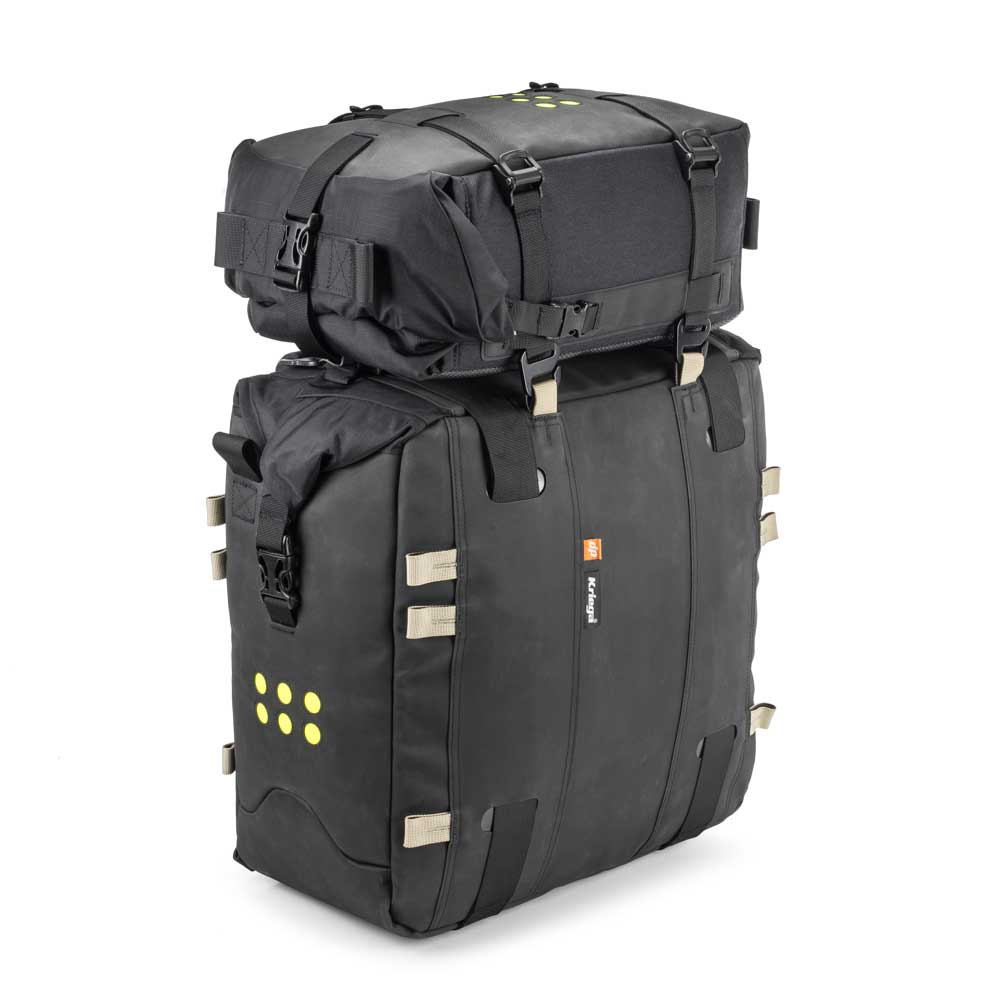 Kriega OS 12 Adventure Pack Black - 12 Liters - stacked luggage configuration