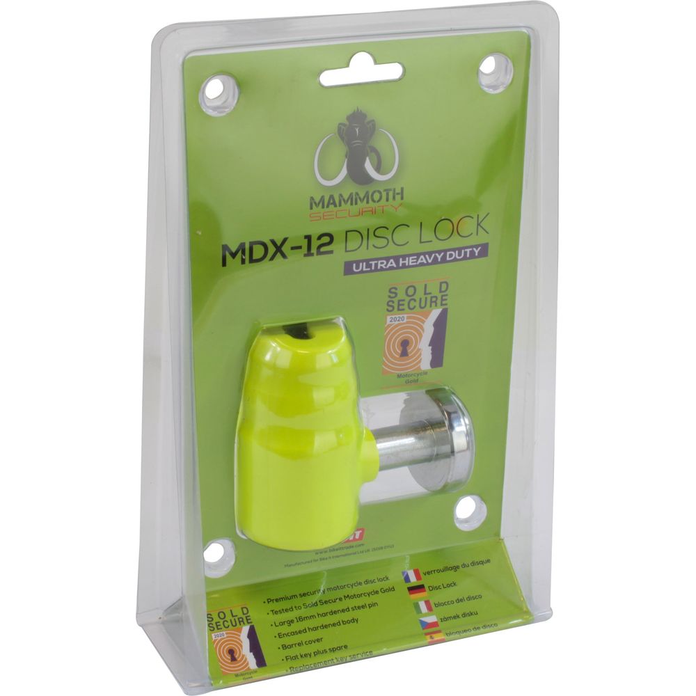 Mammoth Security MDX-12 Motorcycle Disc Lock 16 MM Sold Secure Gold Approved