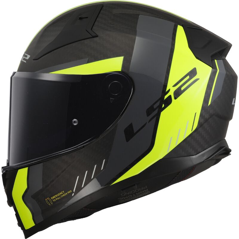 LS2 FF811 Vector 2 Carbon ECE 22.06 Grid Matt Hi-Viz Yellow