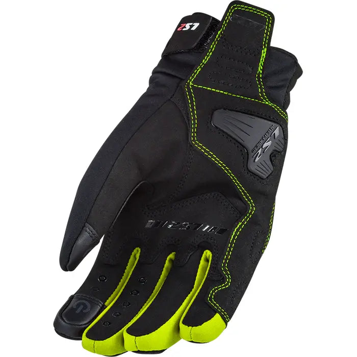 LS2 Jet 2 Textile Gloves Black / Hi-Viz Yellow
