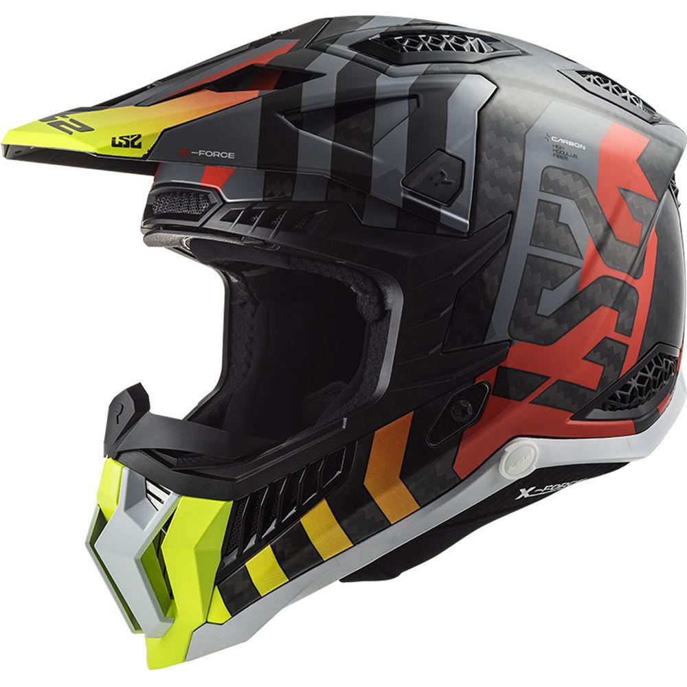 LS2 MX703 X-Force Carbon ECE 22.06 Barrier Hi-Viz Yellow / Red