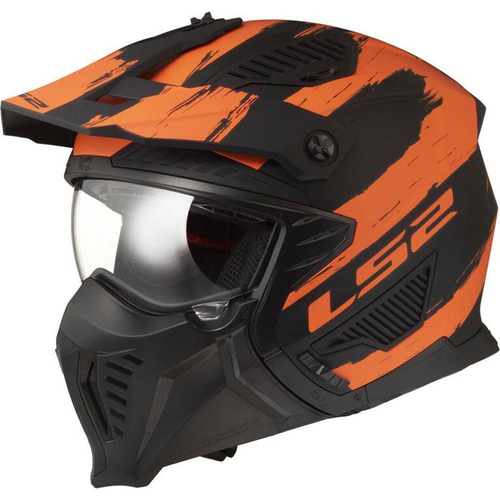 LS2 OF606 Drifter ECE 22.06 Mud Matt Black / Orange