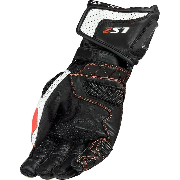 LS2 Swift Racing Leather Gloves Black / White / Red
