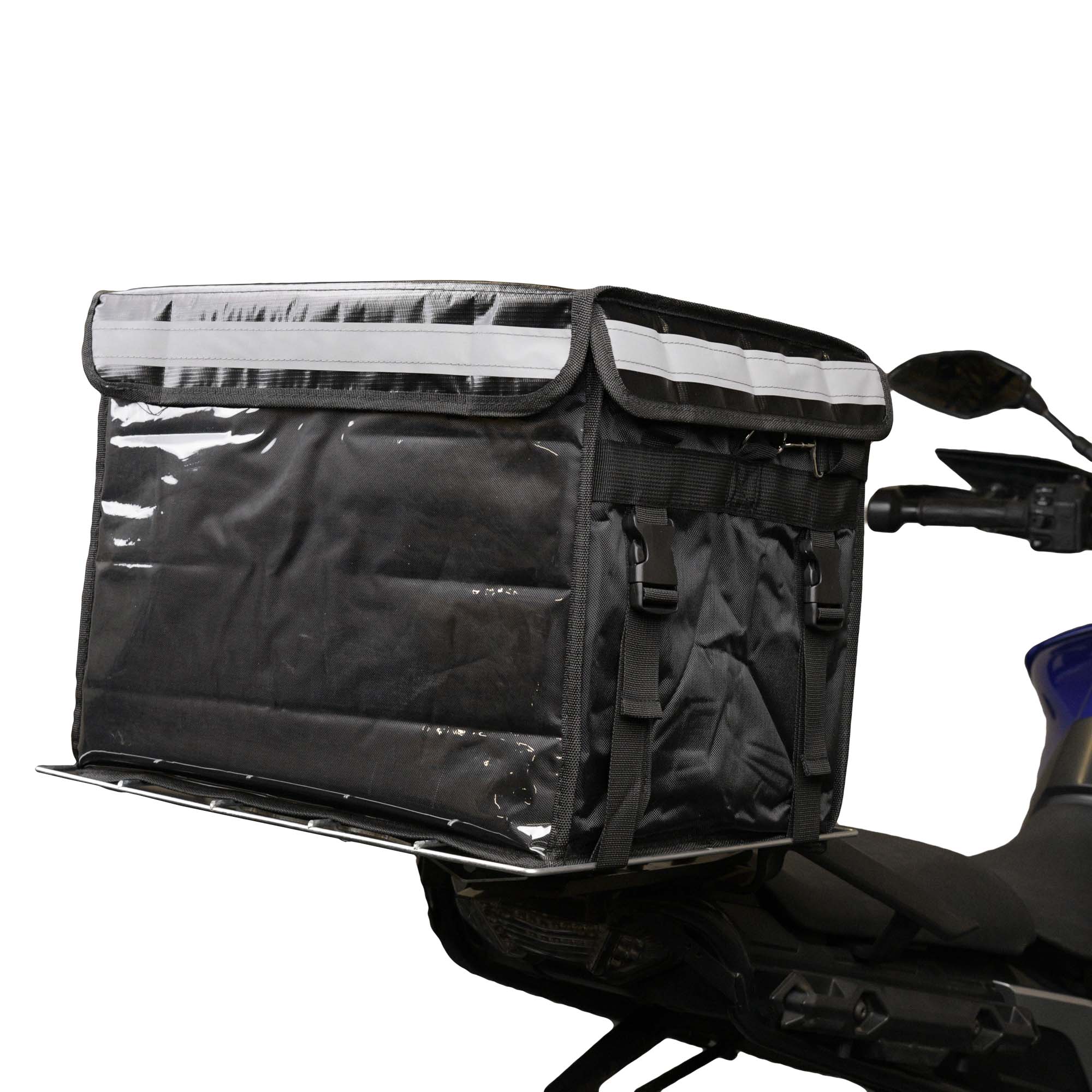 Bike It Thermo-Box With Fitting Kit - 48 Litres - fitted to a motorcycle, right-side view
