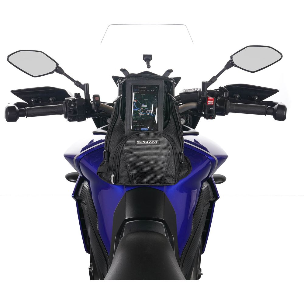 BikeTek Midi Magnetic Tank Bag With Flip Out Phone Pouch Black