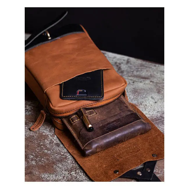 Trip Machine Universal Thigh Bag / Leg Bag Tan - FREE UK Shipping, FREE 365 Day Returns | Moto Central