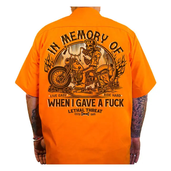 Lethal Threat In Memory Work Shirt Orange - FREE UK Shipping, FREE 365 Day Returns | Moto Central