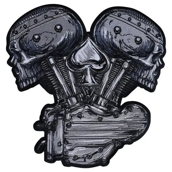 Lethal Threat Metal And Meyhem V-Twin Skull Patch — patch front view