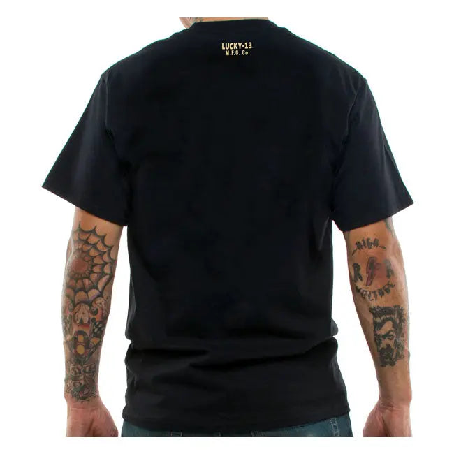 Lucky 13 Pirate Skull T-Shirt Black - FREE UK Shipping, FREE 365 Day Returns | Moto Central