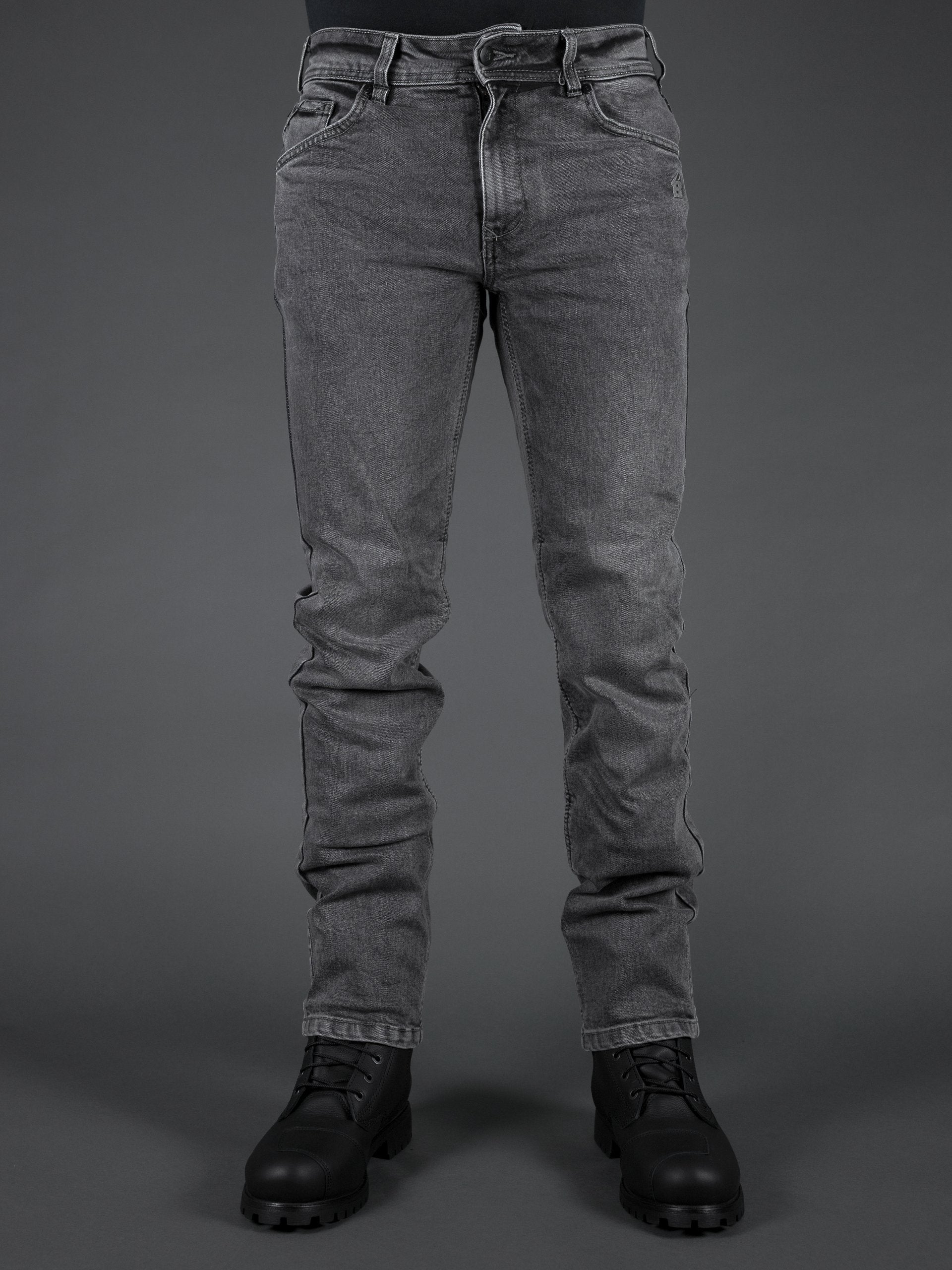 Bull-it Mastiff straight-fit grey motorcycle jeans – front view