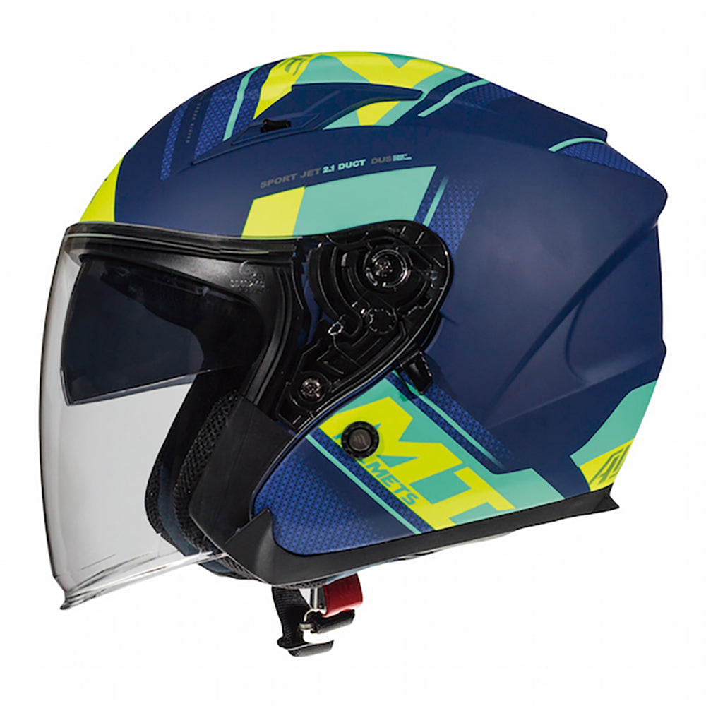MT Helmets Avenue Sideway Matt Blue / Green / Fluo Yellow
