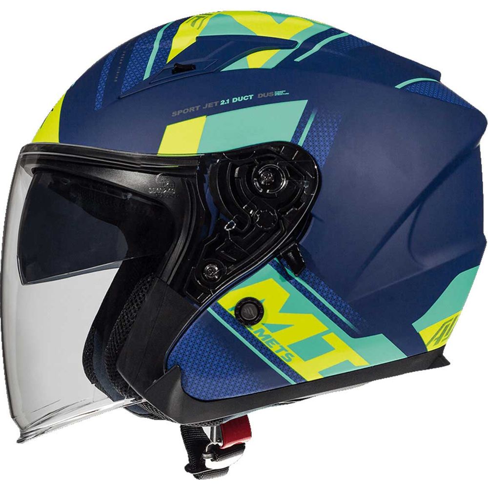 MT Helmets Avenue Sideway Matt Blue / Green / Fluo Yellow