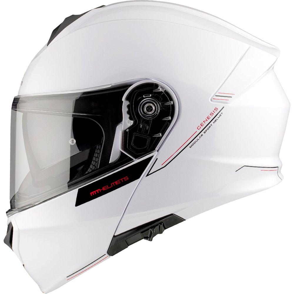 MT Genesis SV Solid A0 Flip-Up Helmet Gloss Pearl White - FREE UK Shipping, FREE 365 Day Returns | Moto Central