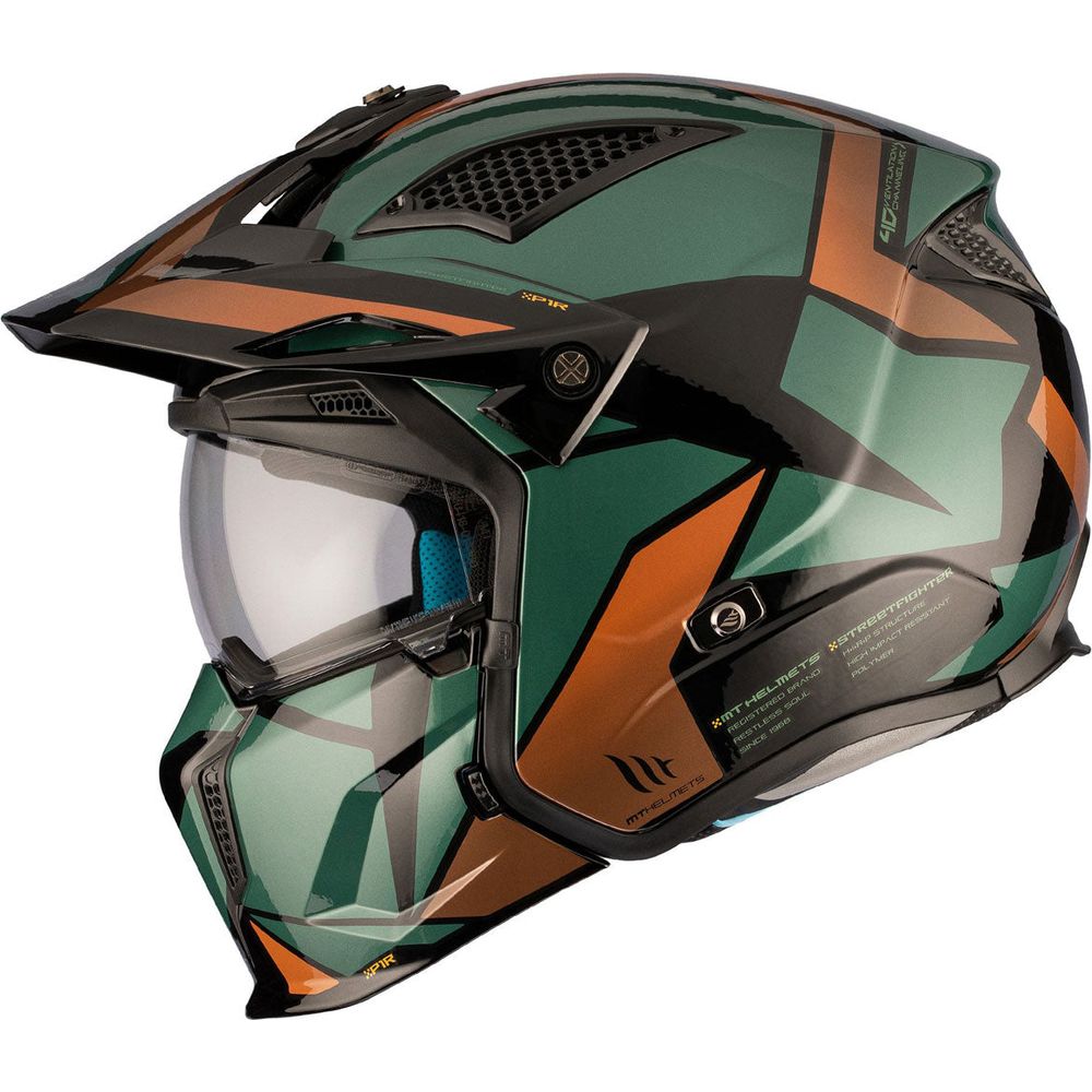 MT Helmets Streetfighter SV S P1R A9 Adventure Matt Black / Green / Gold