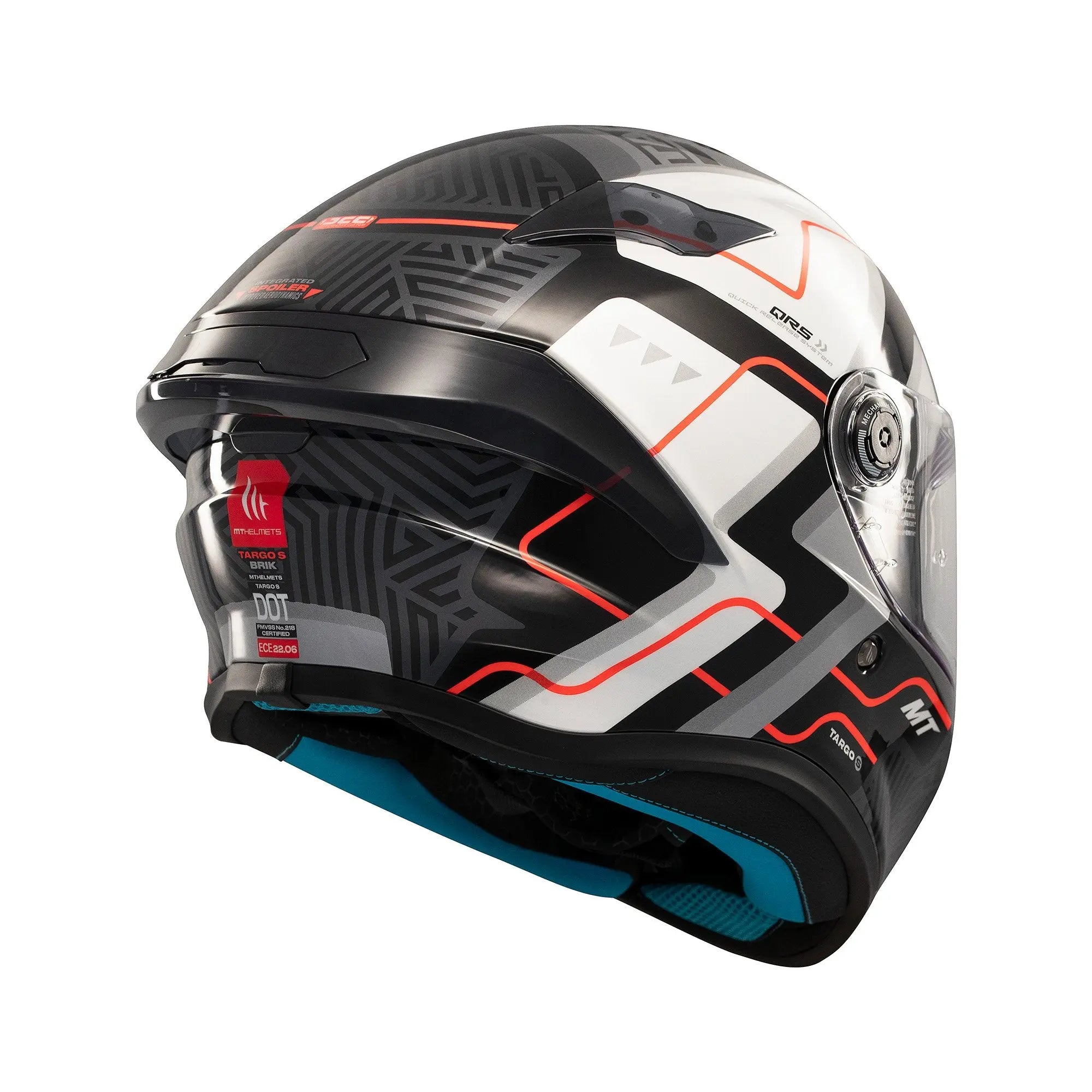 MT Targo S Brik C0 Gloss Black / White FREE UK Delivery, FREE 365 Day Returns | Moto Central