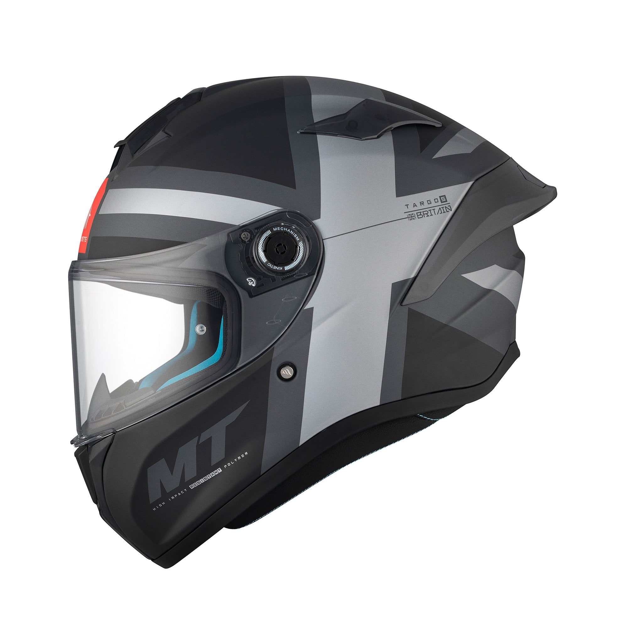 MT Targo S Britain A2 Full Face Helmet Matt Grey/Anthracite FREE P&P