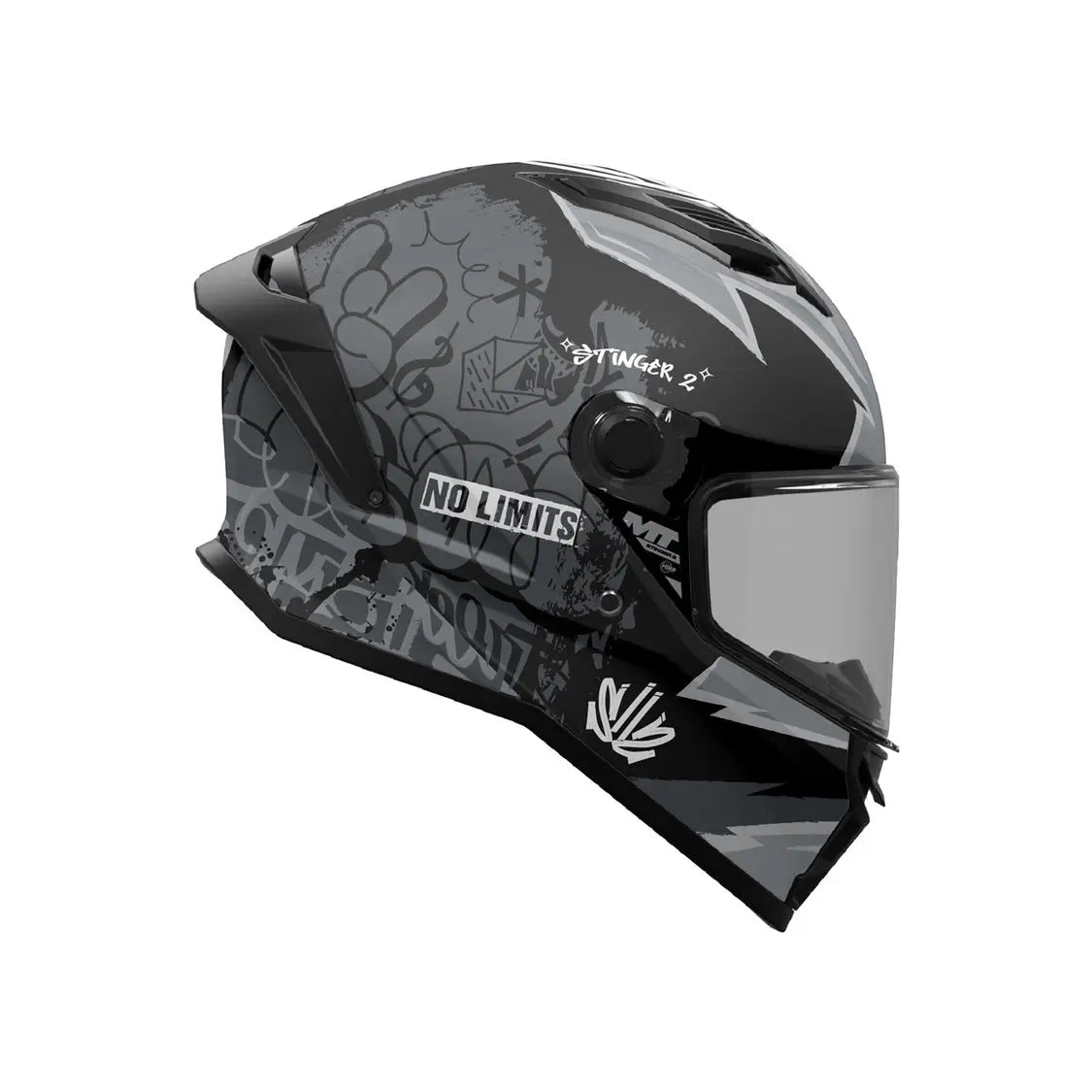 MT Helmet Stinger 2 Tagger B2 Matt Grey / Black FREE UK Delivery, FREE 365 Day Returns | Moto Central