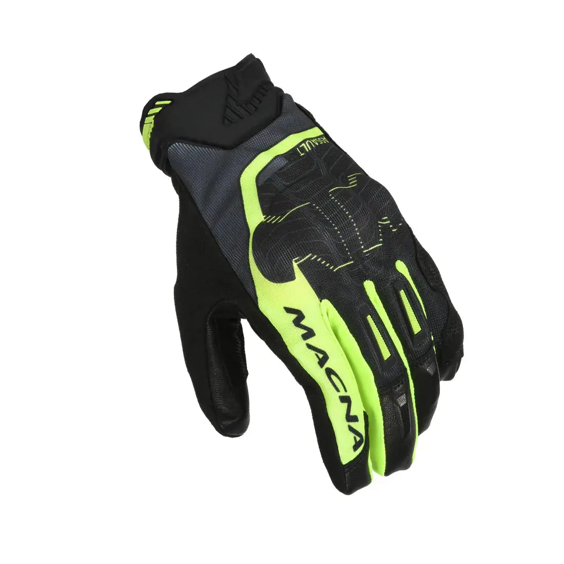 Macna Assault 2.0 Short Textile Gloves Black / Fluo Yellow  - FREE UK Shipping, FREE 365 Day Returns | Moto Central