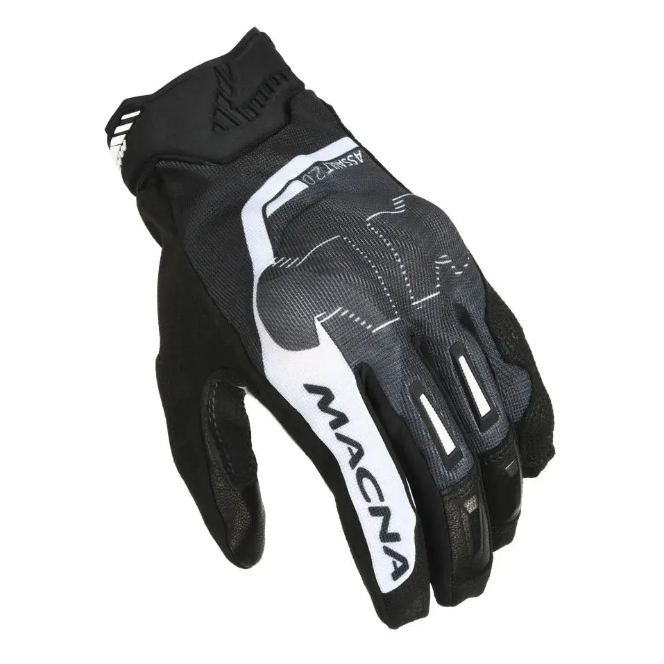 Macna Assault 2.0 Short Textile Gloves Black / Grey Camo / White - FREE UK Shipping, FREE 365 Day Returns | Moto Central