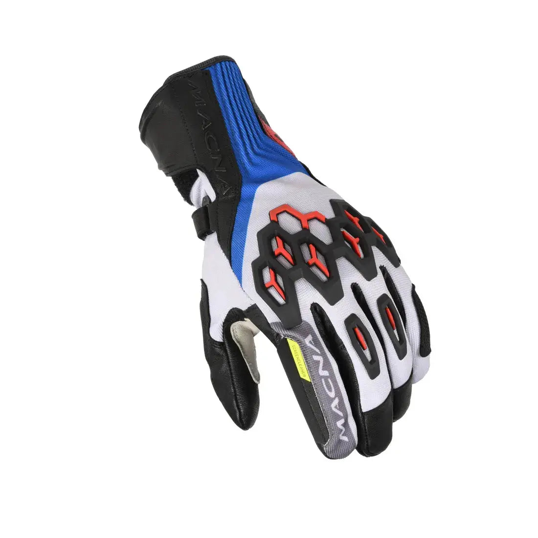 Macna Brawler RTX Textile Gloves White / Red / Blue  - FREE UK Shipping, FREE 365 Day Returns | Moto Central