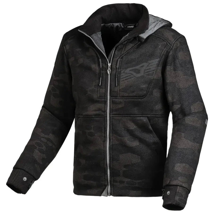 Macna District Hoodie Black / Grey Camo - FREE UK Shipping, FREE 365 Day Returns | Moto Central