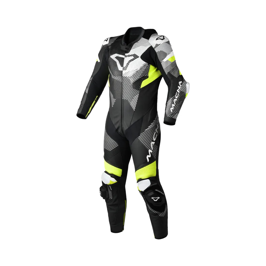 Macna Ignite 1-Piece Leather Suit Black / Yellow FREE UK Delivery, FREE 365 Day Returns | Moto Central