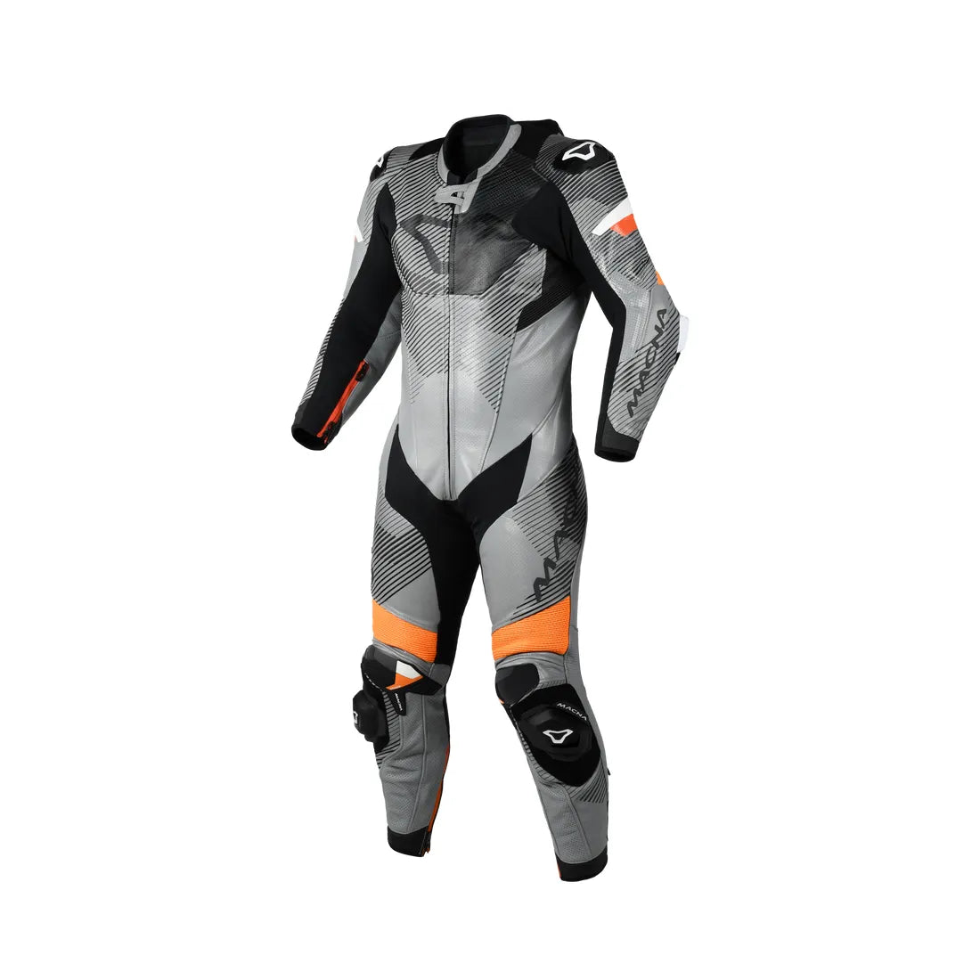 Macna Ignite 1-Piece Leather Suit Grey / Black / Orange FREE UK Delivery, FREE 365 Day Returns | Moto Central