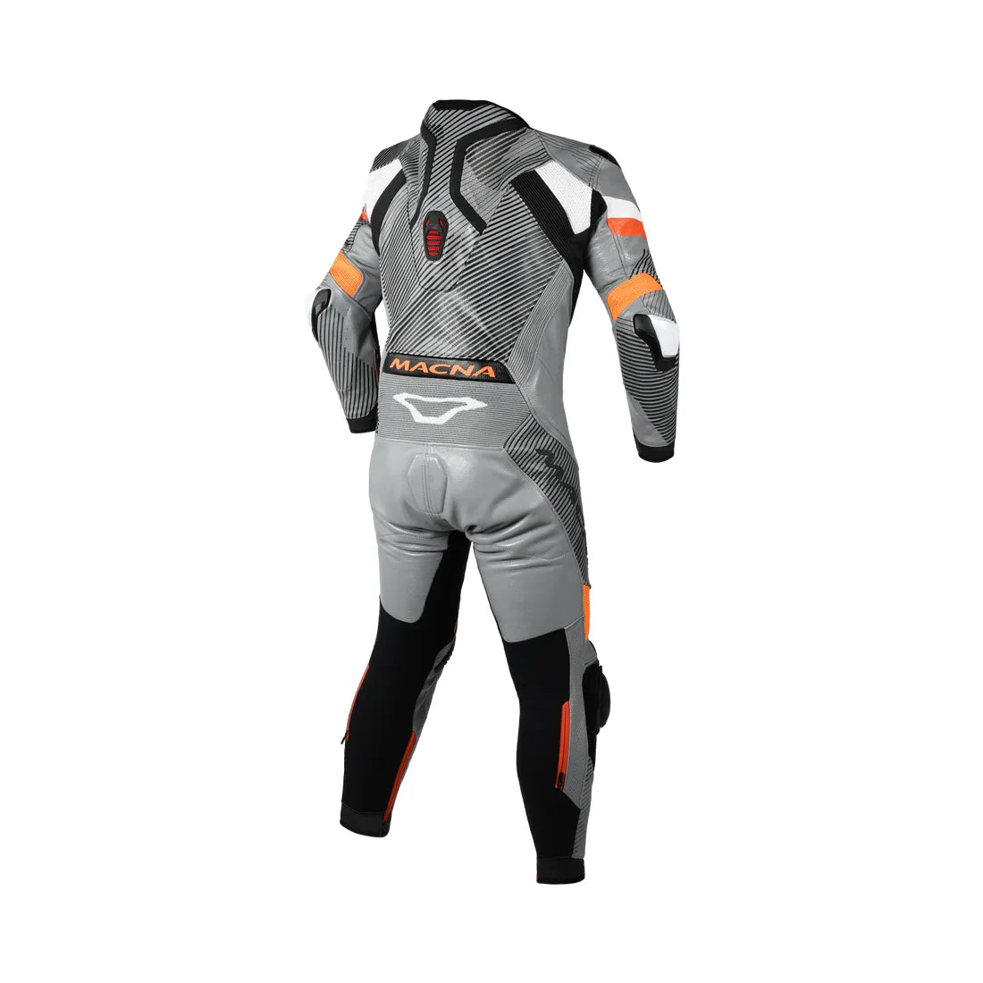 Macna Ignite 1-Piece Leather Suit Grey / Black / Orange FREE UK Delivery, FREE 365 Day Returns | Moto Central