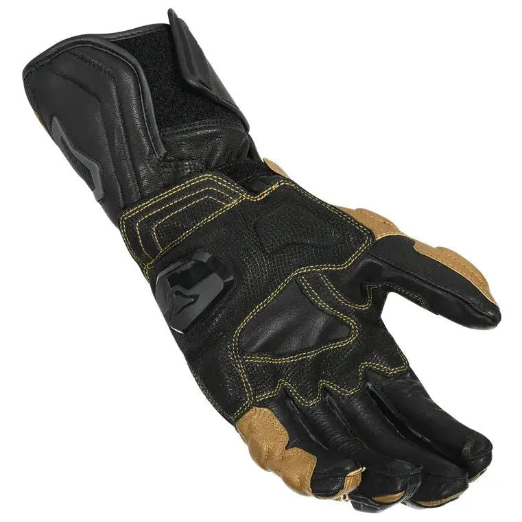 Macna Powertrack Leather Gloves Black / Gold / Dark Grey – palm view