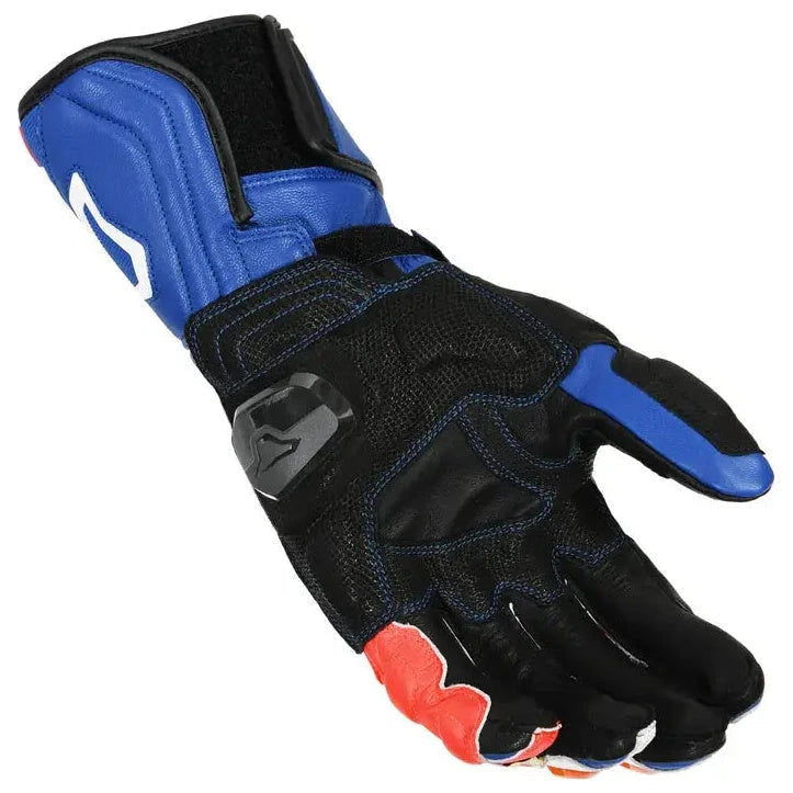 Macna Powertrack Leather Gloves Blue / Black / White – palm view