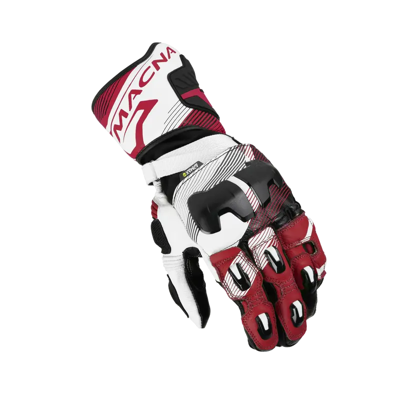 Macna Powertrack 2.0 Leather Gloves Black / Red / White FREE UK Delivery, FREE 365 Day Returns | Moto Central