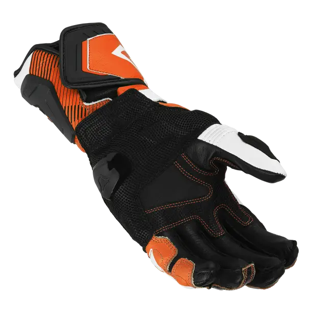 Macna Powertrack 2.0 Leather Gloves Black / Orange / White – palm view