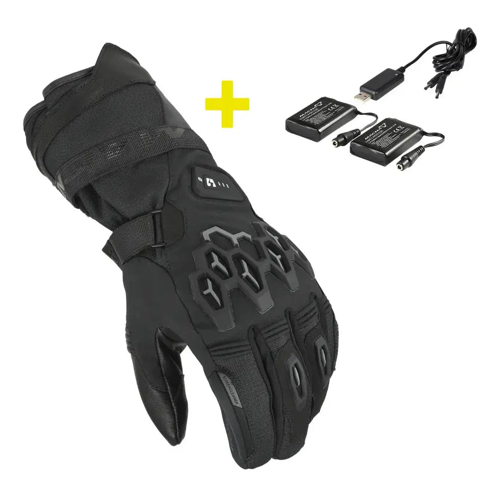 Macna Rafino RTX Heated Gloves With Kit Black - FREE UK Shipping, FREE 365 Day Returns | Moto Central