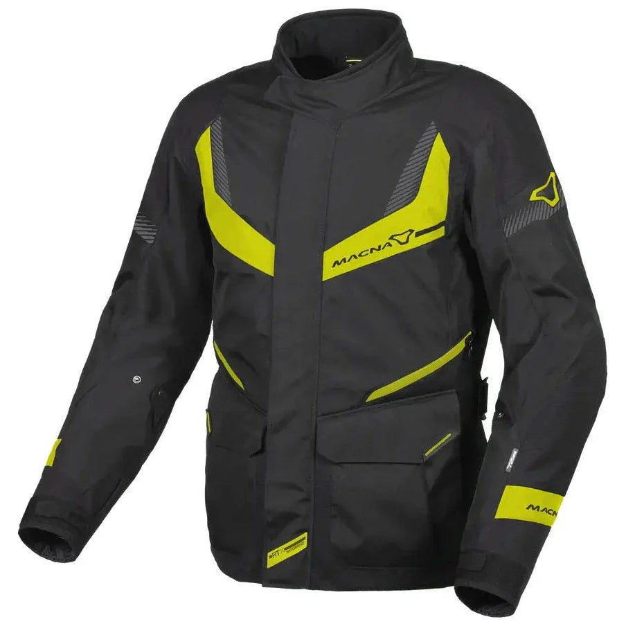 Macna Rancher Textile Jacket Black / Fluo Yellow – front view