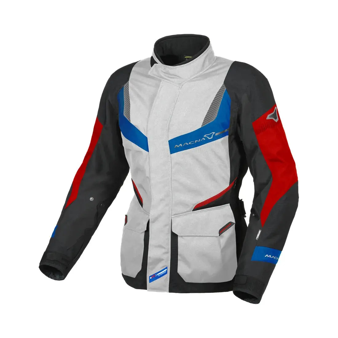 Macna Rancher Ladies Textile Jacket Light Grey / Blue / Red - FREE UK Shipping, FREE 365 Day Returns | Moto Central