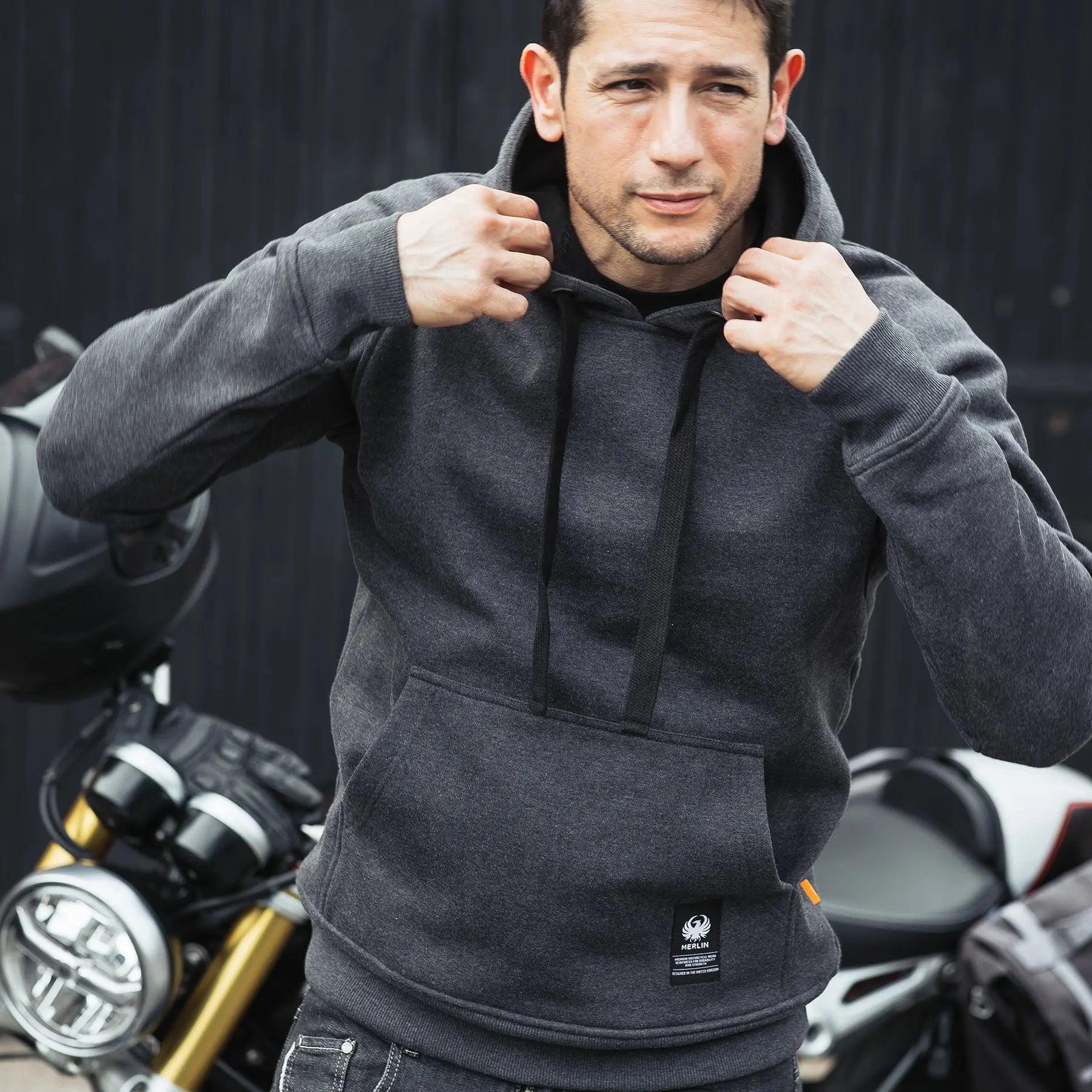 Merlin Stealth Pro D3O Single Layer Pullover Hoody Grey FREE UK Delivery, FREE 365 Day Returns | Moto Central