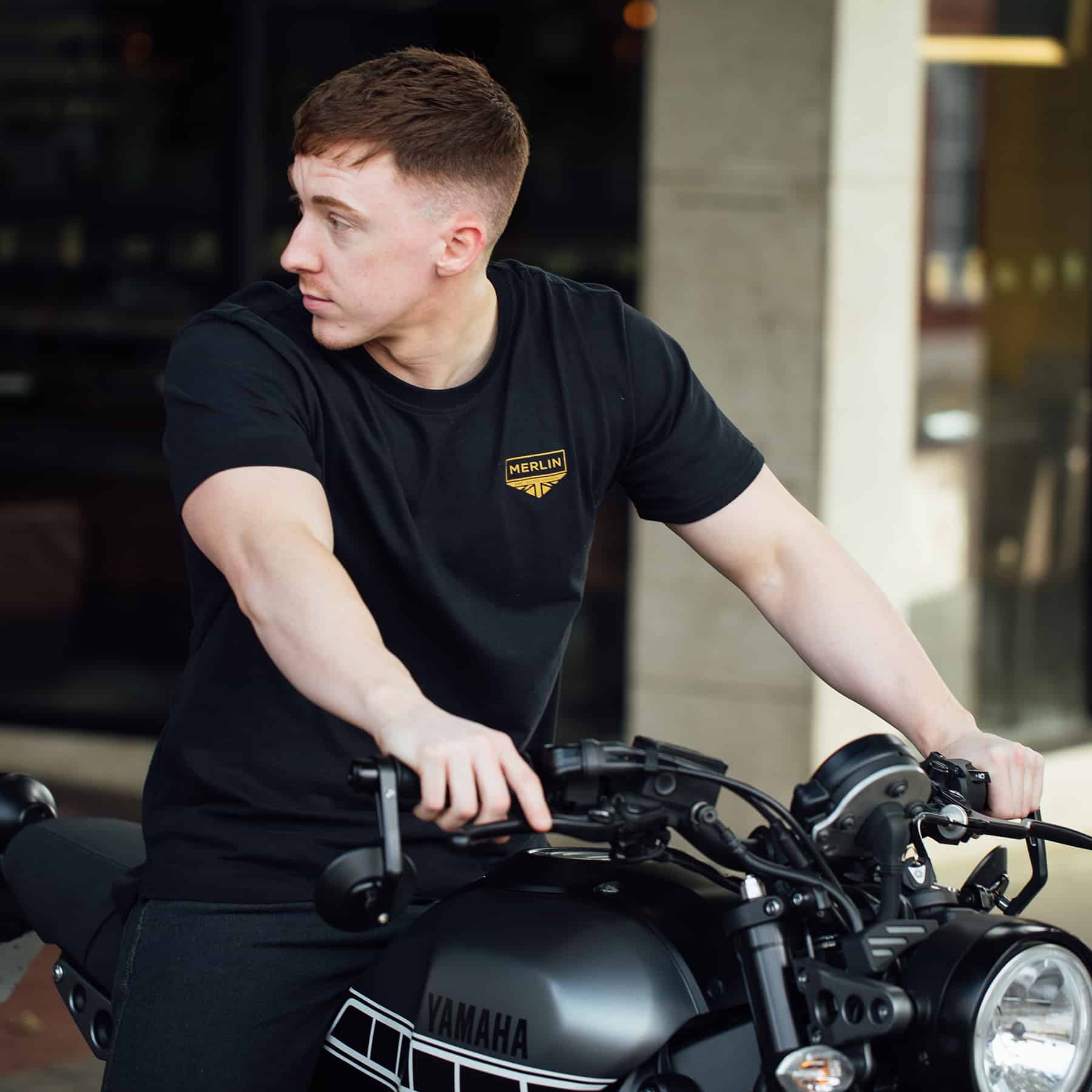 Merlin Truro Signature Tee Black FREE UK Delivery, FREE 365 Day Returns | Moto Central