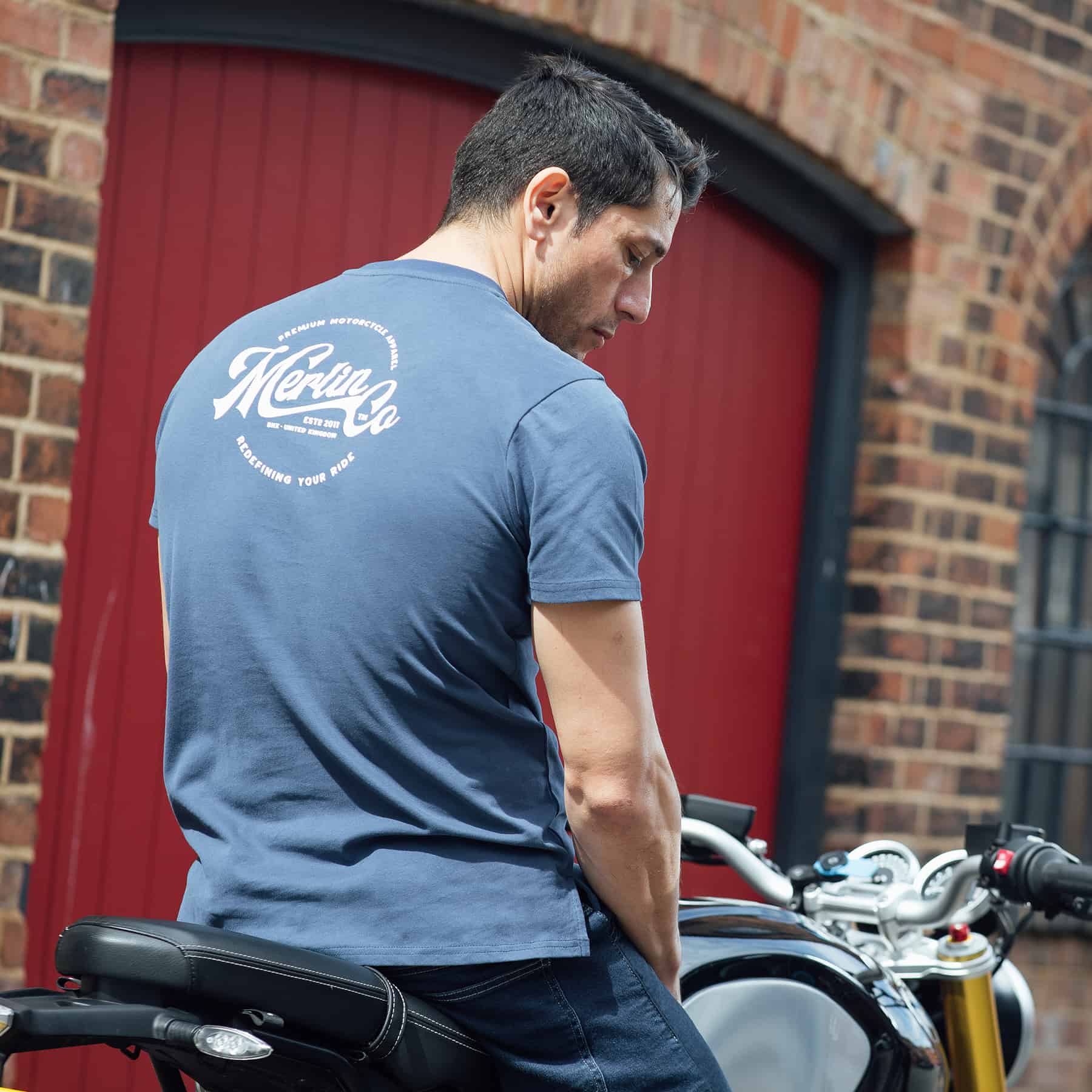 Merlin Truro Signature Tee Navy FREE UK Delivery, FREE 365 Day Returns | Moto Central